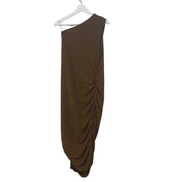 Prettylittlething one shoulder dress size 22 brown rouged - Picture 1 of 6